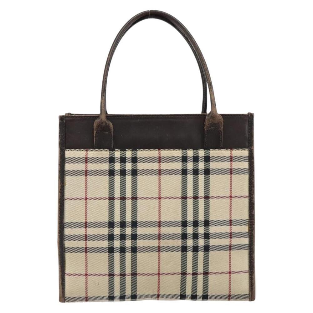 BURBERRY Nova Check Hand Bag Canvas Blue Silver Auth 161282 - Picture 2 of 16